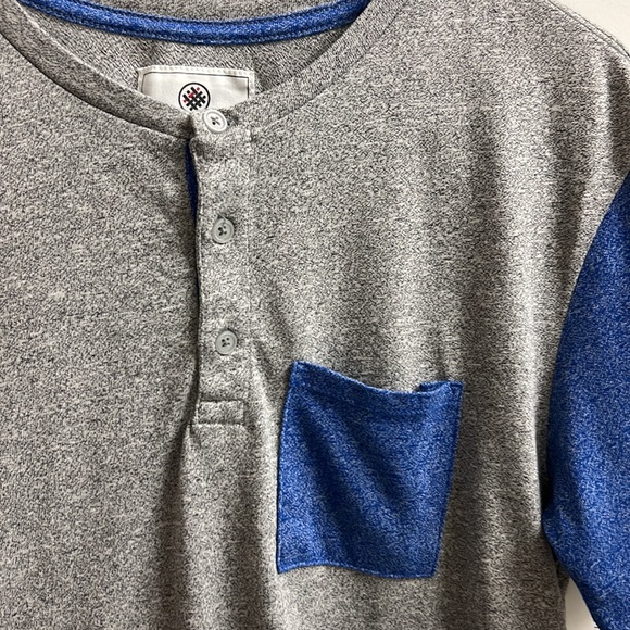 On The Byas 3 button Henley gray / blue - Picture 4 of 5